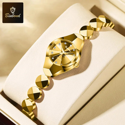 BINBOND Waterproof Watch Casual Fashion Quartz Watches Women Top Brand Luxury Stainless Steel Strap Elegant Business Women Watch.