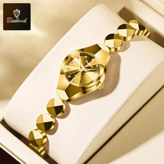 BINBOND Waterproof Watch Casual Fashion Quartz Watches Women Top Brand Luxury Stainless Steel Strap Elegant Business Women Watch.