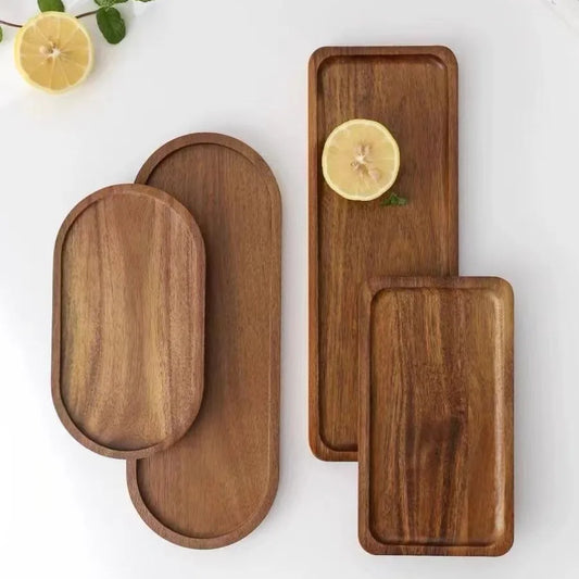 Solid Wooden Tray Rectangular Plate Fruit Snacks Food Storage Trays Hotel Home Oval Serving Tray Decorate Supplies.
