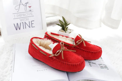 New 100% Natural Wool Genuine Leather Women Flat Winter shoes Women Moccasins Casual Loafers Plus Size Winter shoes