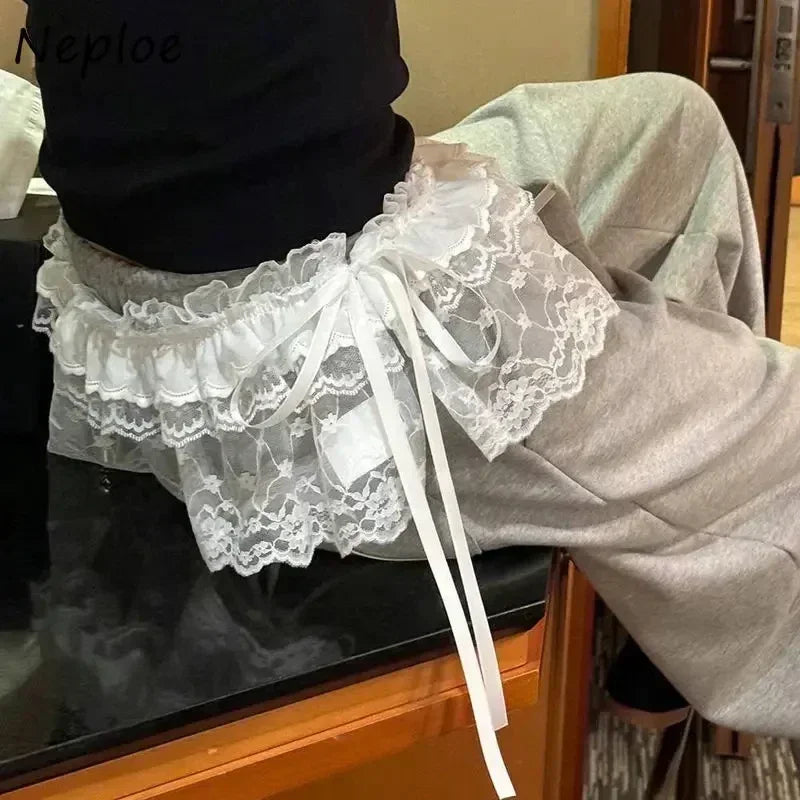 2025 Spring Summer Women Y2K Korean Lace Mini Layered Skirt Streetwear Lace Up Ruffles Harajuku High Waist Pleated Ladies Skirts.