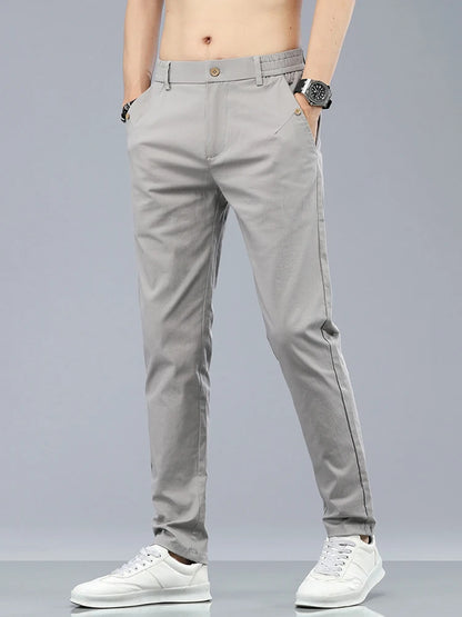 Marke Kleidung männer Casual Hosen 98% Baumwolle Dünne Business Gerade Slim Fit Klassische Hosen Stretch Frühling Sommer Männliche Hosen.