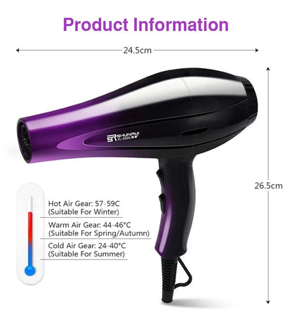 High-Power Ionic Hair Dryer Fast Heating and Hot/Cold 9 Gears Adjustment Home Professional Hairdryer Blow Dryer with Accessories