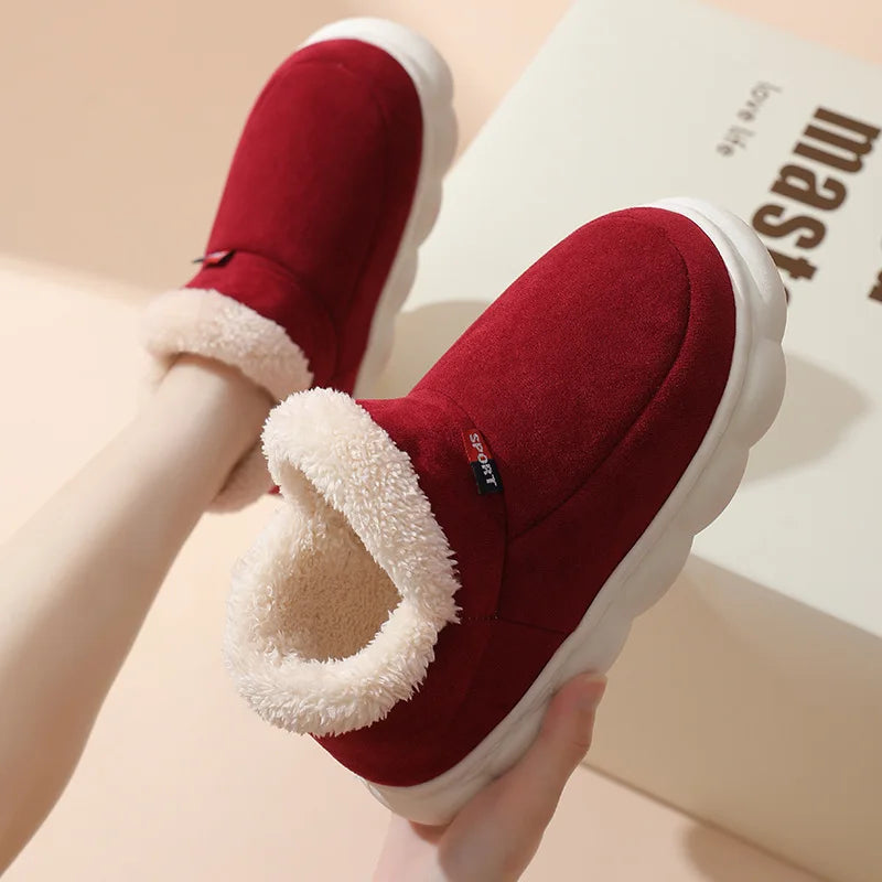 Bebealy New Winter Men Slippers Warm Cotton Shoes Men Indoor Fluffy Fuzzy Men Boots Outdoor Nonslip House Ankle Boots Shoes Men