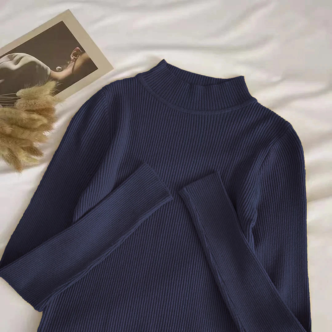 Weiche Rollkragen Frauen Herbst Winter Pullover Pullover Grundlegende Beiläufige Dünne Stretch Weiche Rippen Gestrickte Top Frau Pullover 2026