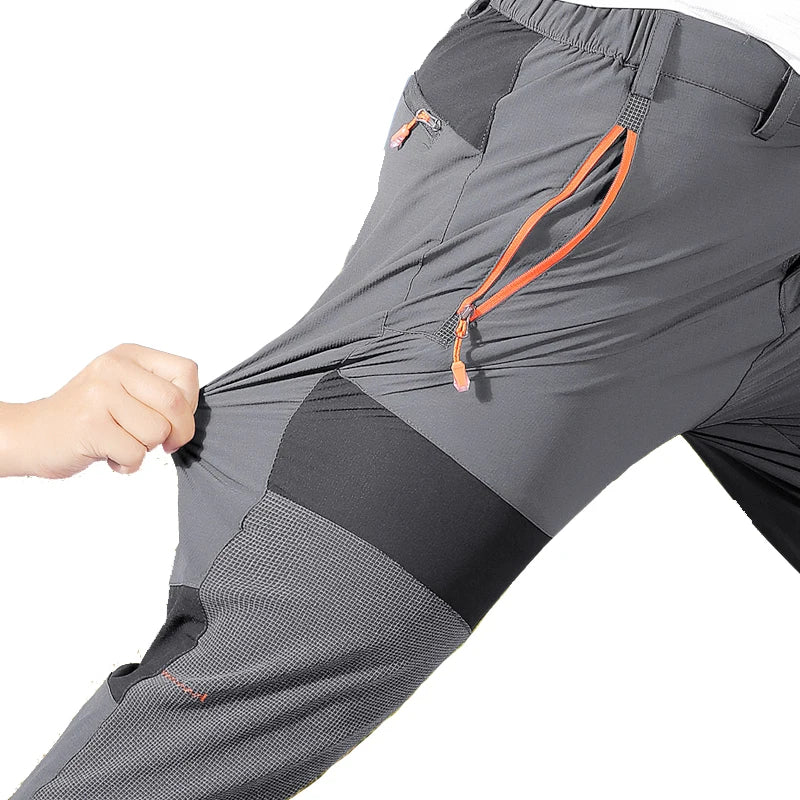 Men's mountaineering outdoor pants with four-sided elastic quick drying pants, light and thin summer elastic breathable quick dr.