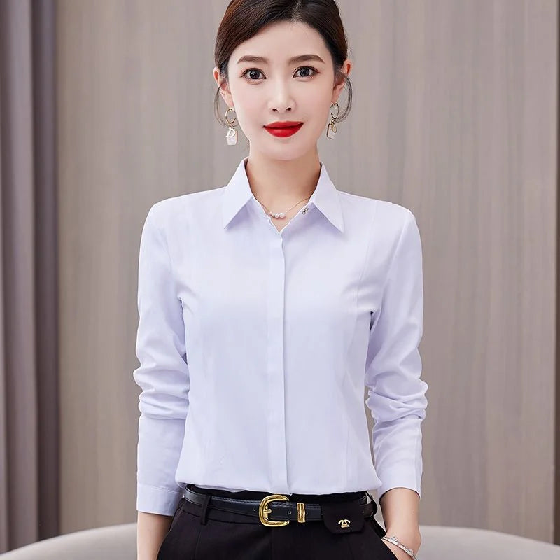 White Shirt Long-sleeved Slim Shirt Korean Style Professional Work Clothes Work Clothes.