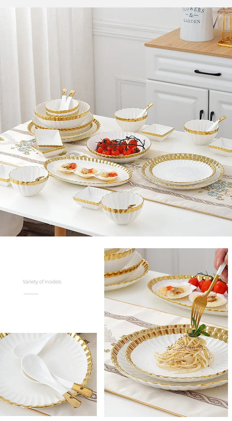 1pcs Upgrade white porcelain plates for food, dinner dishes, salad, soup bowls, ceramic porcelain plates, and tableware.