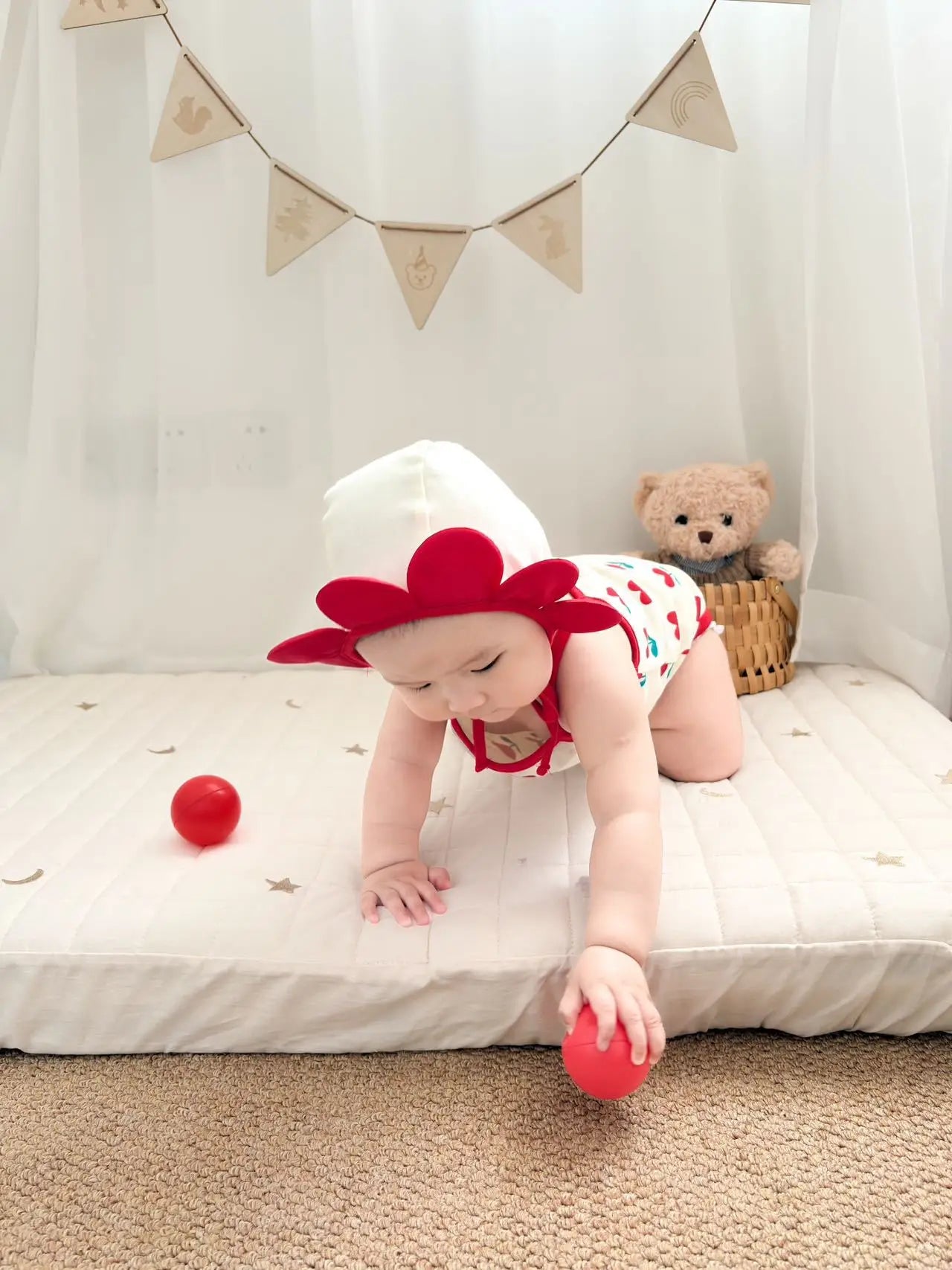 Baby Ein Stück Kleidung 2025, Sommer Koreanische Baby Body Ins Blume Voll Gedruckt Baby Sling Klettern Kleidung Mit Hut.