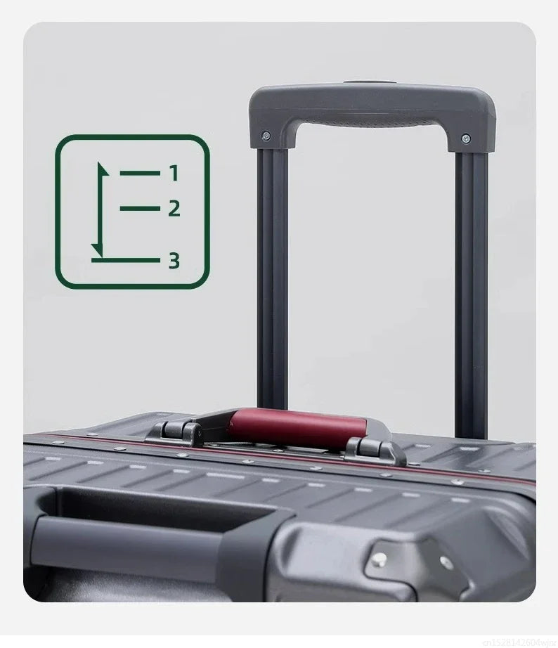 20-Zoll-Rollgepäck für die Kabine, multifunktionaler Reisekoffer, Passwortsperre, omnidirektionales Rad, Rollgepäckkoffer