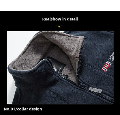 Outdoor Ski Fleece Jacket Men's Autumn And Winter Brand Thick Very Cold Plush Lapel Coat Casual Snow Windproof Sweatshirt Jacket