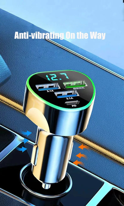 UYUXIO USB C Car Phone Charger Super Fast Charge in Car with LED Voltage Display for iPhone Samsung Huawei Oneplus Android Phone.
