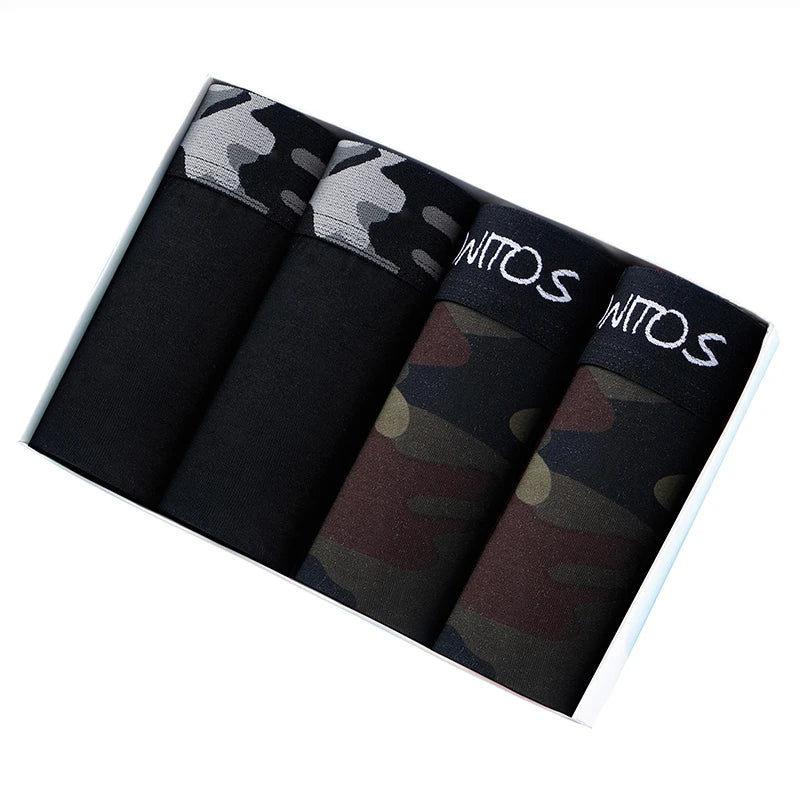 4 stücke Baumwolle Boxer Für Mann Unterwäsche Sexy Druck Schlüpfer der Männer Plus Größe Marken Camouflage Herren Unterhose Shorts