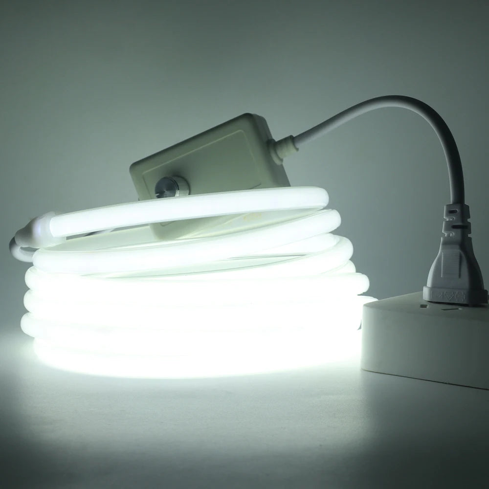 Dimmable COB LED Neon Light Strip 220V Dimmer Power Kit Waterproof 10 Colors 5m 10m 20m 30m 0.5m 288LEDs/m Flex Tube Lamp Decor