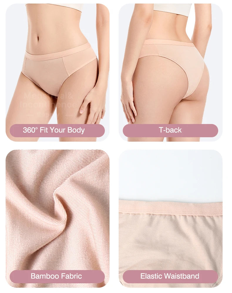 Bikini Menstrual Panties Eco-friendly Reusable Breathable Leakproof Period Underwear for Women Bamboo Fibre.