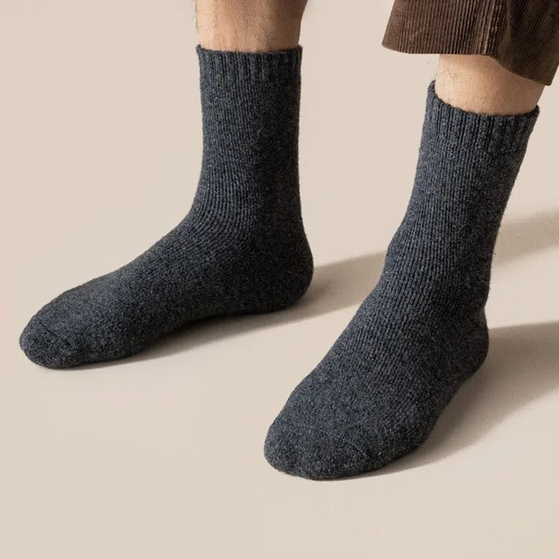 2Pairs/Men's Socks Super Thick Wool High Quality Merino Wool Socks Business Fall Winter Comfortable Mid-leg Socks Large Size Men.