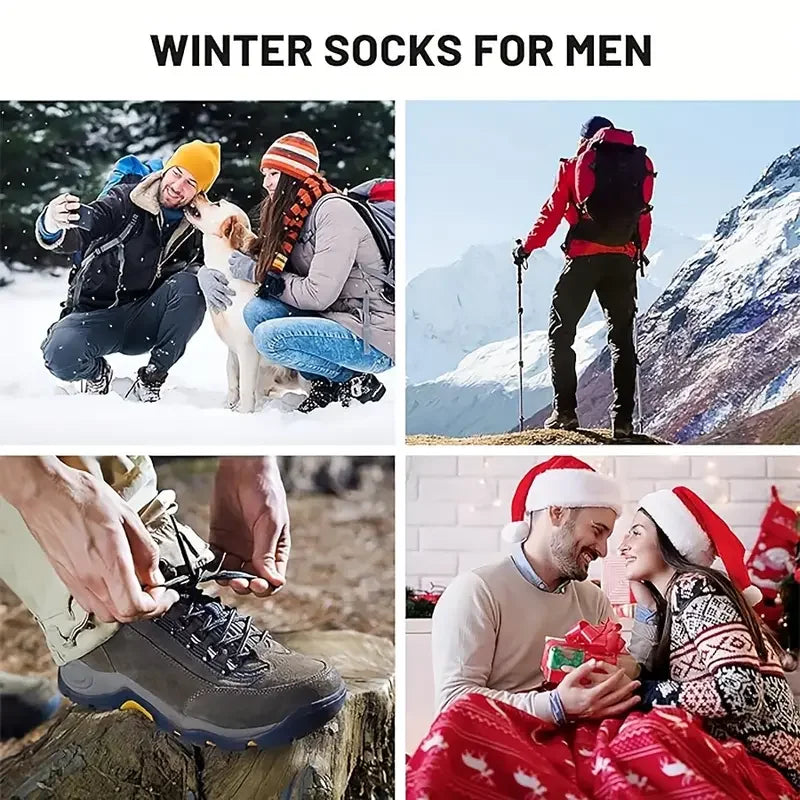 5 Pairs Merino Wool Socks For Men, Super Thick Hiking Socks Thermal Socks For Cold Weather.