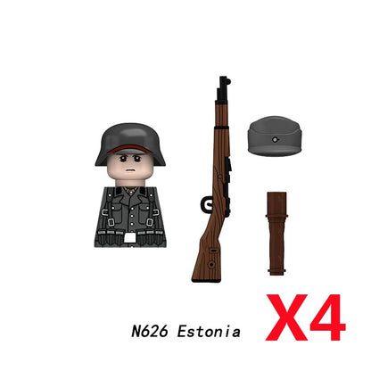 Military WWII Figure Building Blocks Accessories MP40 Rocket Launcher MG42 Officer Army Camouflage Soldier Pzf 98K Toy Gift N029