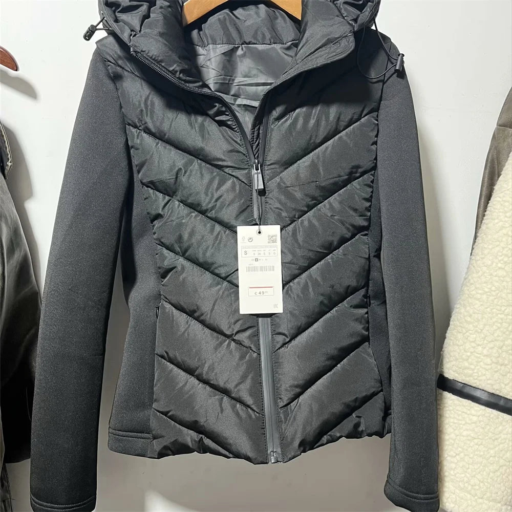 Unizera 2023 Herbst/Winter neues Produkt Damenmode vielseitig lässig lang ärmelig Stehkragen gespleißt Baumwoll mantel.