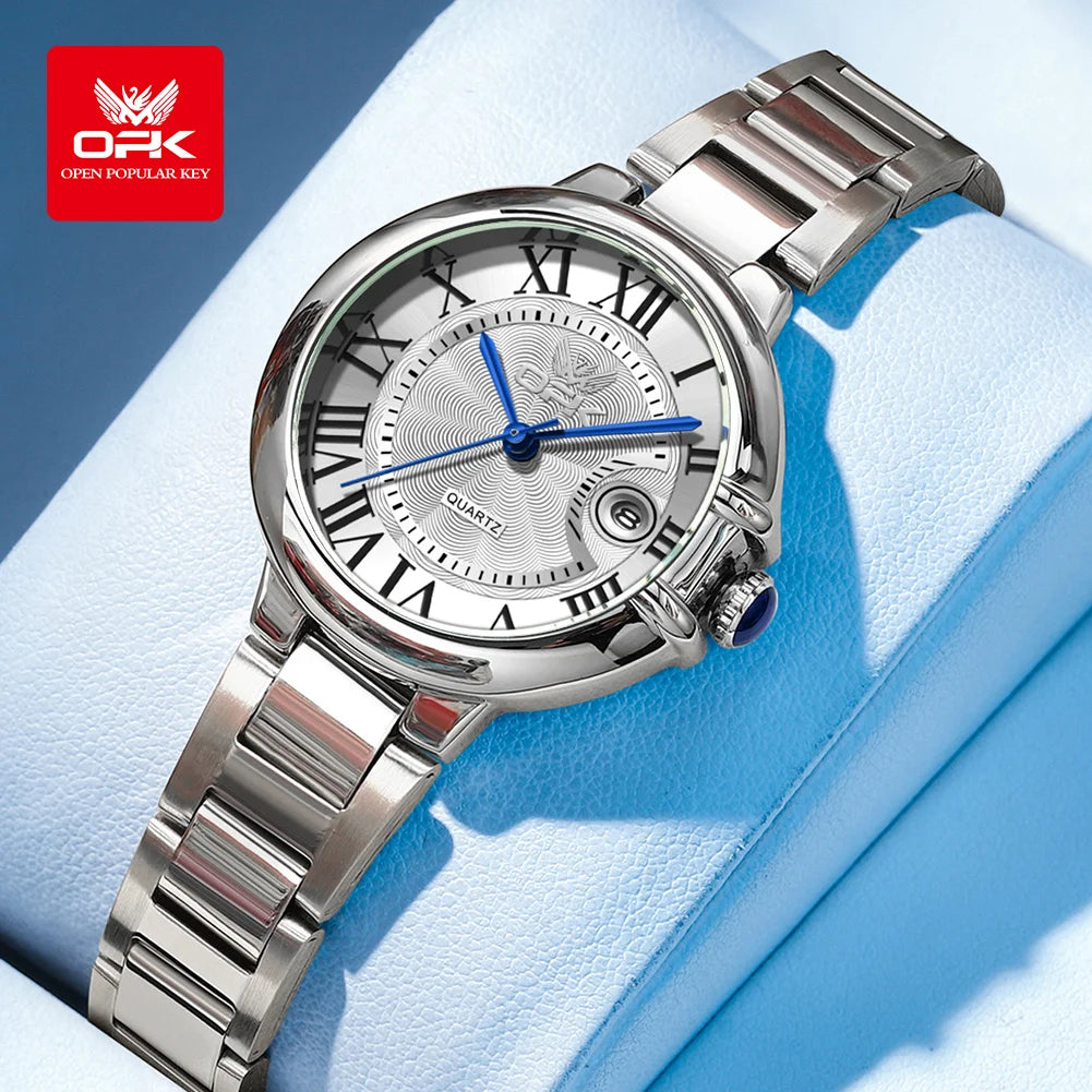 OPK 6039 Women Watch Roman Scale Stainless steel Waterproof Quartz Watch for Women.
