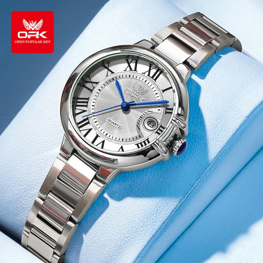 OPK 6039 Women Watch Roman Scale Stainless steel Waterproof Quartz Watch for Women.
