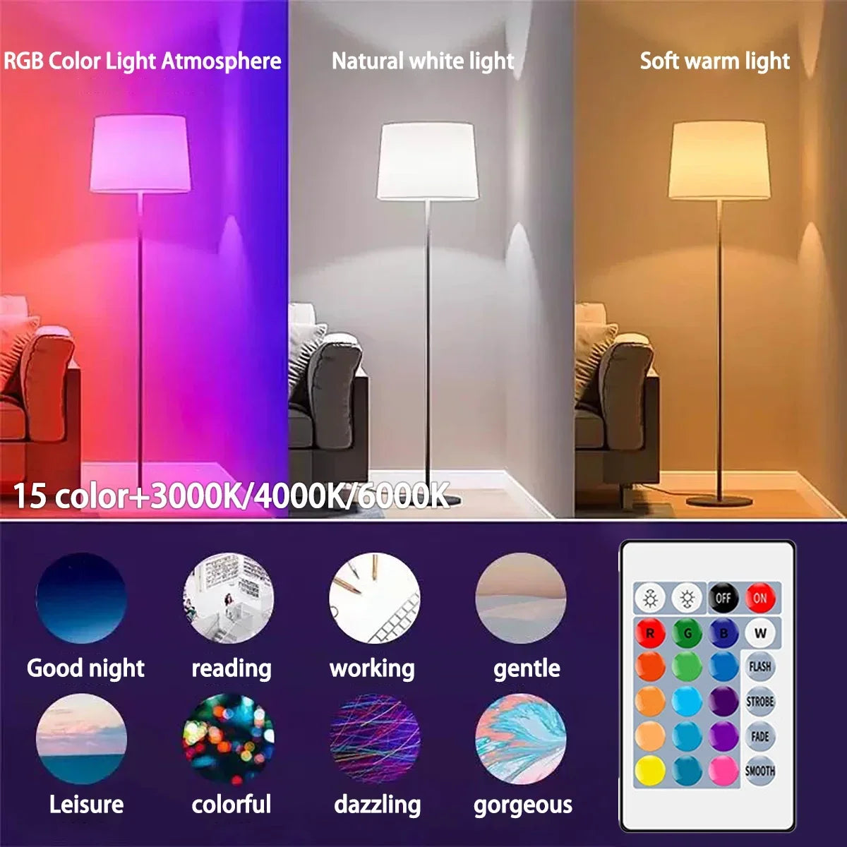 E27 RGB LED Bulb Base 24 Key Remote Control Dimmable 10W RED Blue AC220V 110V Colorful Change for Bedroom Living Room Desk Lamp.