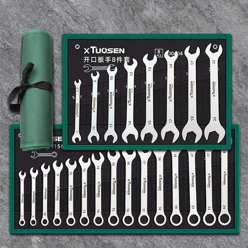 Ultradünner Schraubenschlüssel-Satz mit offenem Ende, 6–27 mm, Pflaumenschlüssel-Kombination, universelles Ratschenschlüssel-Set mit zwei Köpfen, Auto-Reparaturwerkzeuge