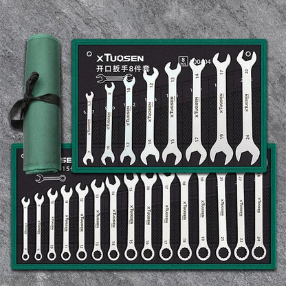 Ultradünner Schraubenschlüssel-Satz mit offenem Ende, 6–27 mm, Pflaumenschlüssel-Kombination, universelles Ratschenschlüssel-Set mit zwei Köpfen, Auto-Reparaturwerkzeuge