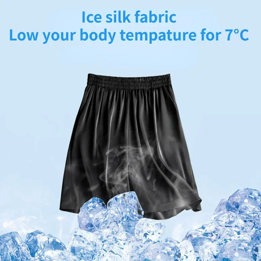 High Waist Ice Silk Acetate Shorts Pants Women's Summer Thin Satin Cropped Pants Casual Loose Plus Size Pajamas Women Shorts.