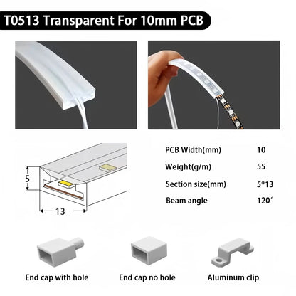 IP67 Waterproof Led Neon Silicone Flexible Light Tube Suitable for 5mm 8mm 10mm 12mm PCB WS2812B WS2811 5050 RGB Light Strip