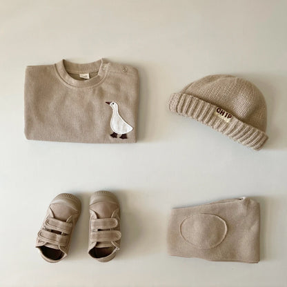 Infant Baby Jungen Mädchen Kleidung Neugeborenen Herbst Langarm Gans Bär Muster Baumwolle Tops Casual Hosen Kleinkind Kleidung Outfit Set.
