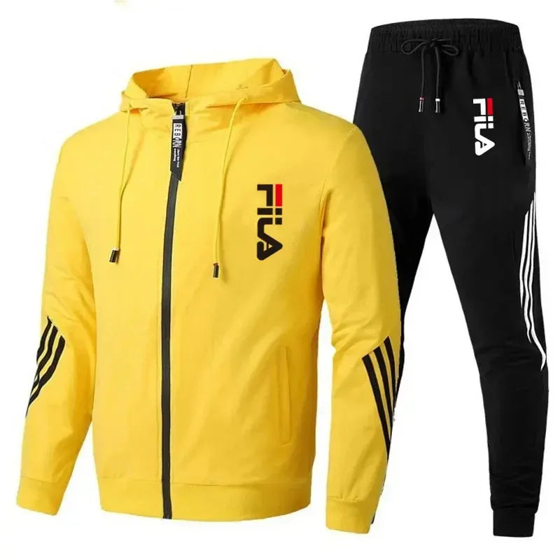 Frühling/Herbst Outdoor-Reißverschlussjacke + Sporthose Jogging-Set; Lässiges zweiteiliges Basketball- und Fitness-Set; High-End-Modisch.