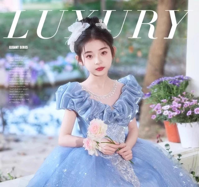 Elegangt Mädchen Abendkleid Luxus Prinzessin Kleid Geburtstag Party Pageant Outfit Kinder Klavier Rezitieren Leistung Formelle Kleidung.