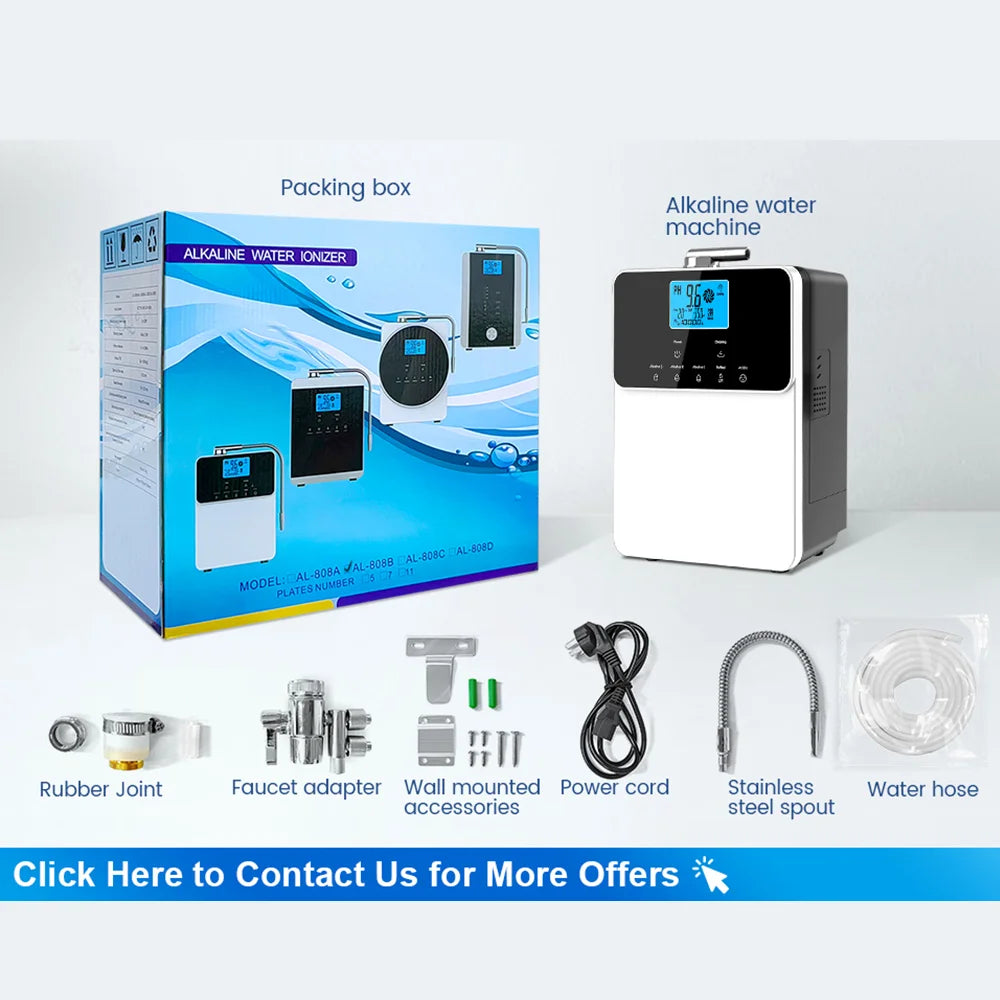 CAWOLO 11 Plates Platinum Coating Alkaline Water Ionizer Machine Household PH 4.5~10.5 Alkaline Acid Water Ionizer for Home.