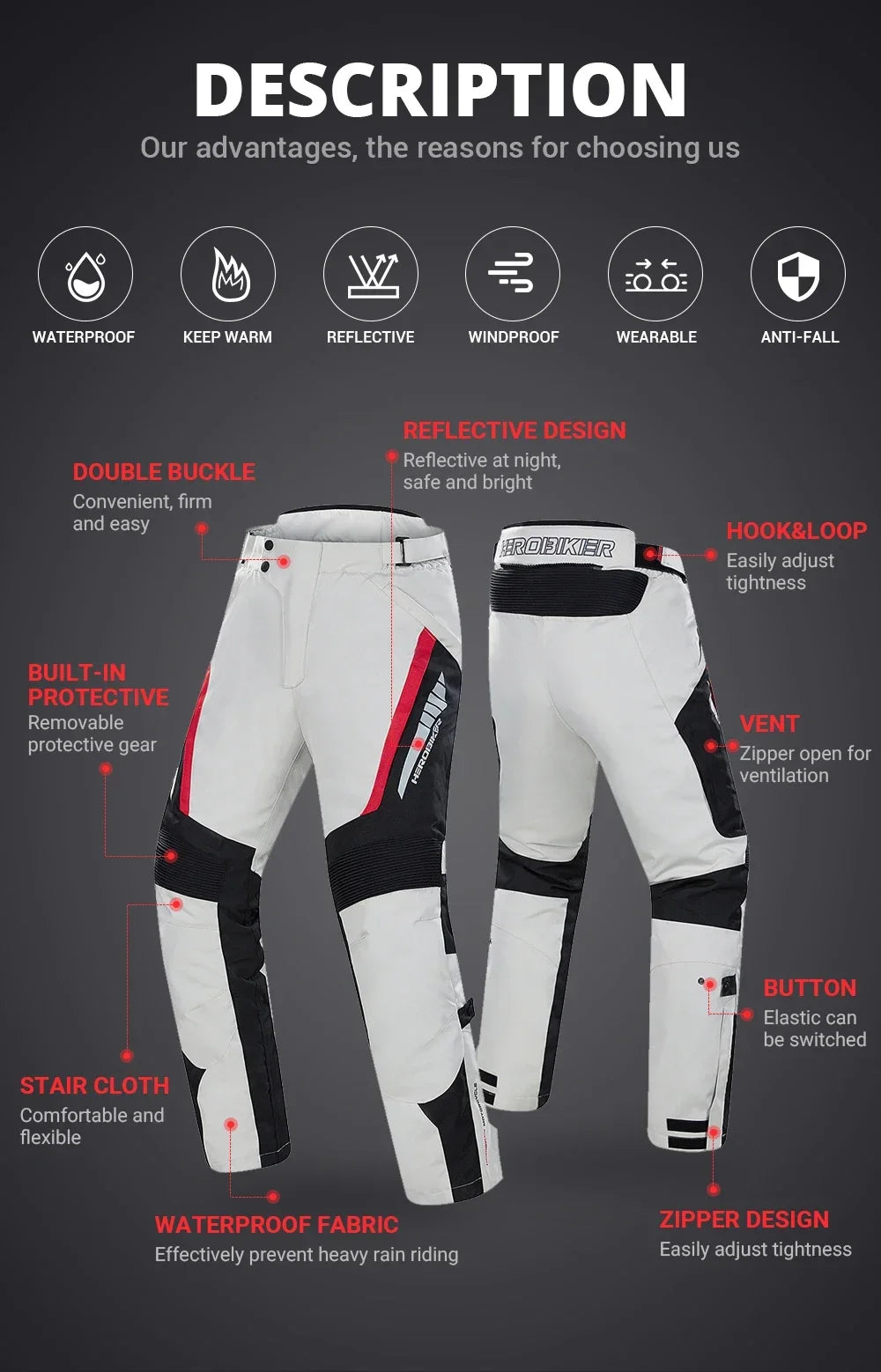 Best Selling Waterproof Motorcycle Jacket Man Racing Suit Wearable Motorcycle Jacket Motorcycle Pants Moto with EVA Protection