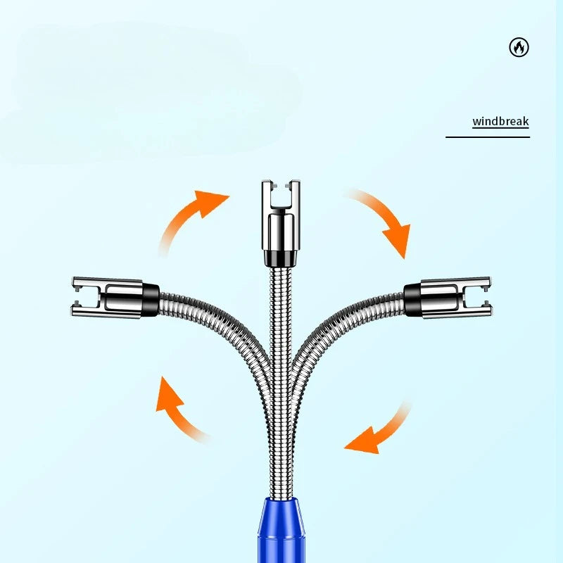 2025 Windproof Kitchen Electric USB Lighter Long Candle BBQ Gas Stove Ignition Camping Rechargeable Arc Flameless Plasma Lighter.