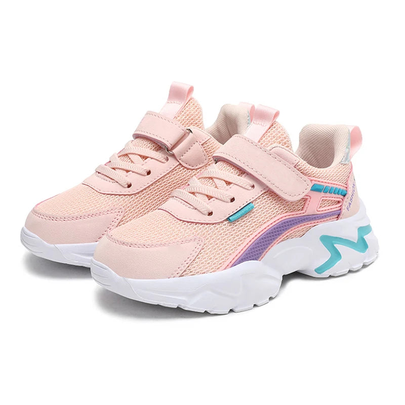 Trendy Lightweight Children Girls' School Shoes Anti-Slip Breathable Outdoor Casual Walking Sneaker Size 28-39.