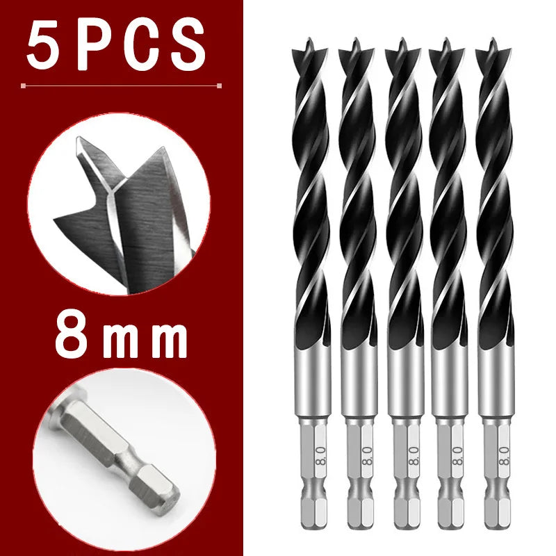 3/5/7Stk. 3/4/5/6/7/8/10mm 1/4 Sechs kant griff Dreispitzer Holz bearbeitungs bohrer Set Holz bearbeitungs lochreib werkzeug