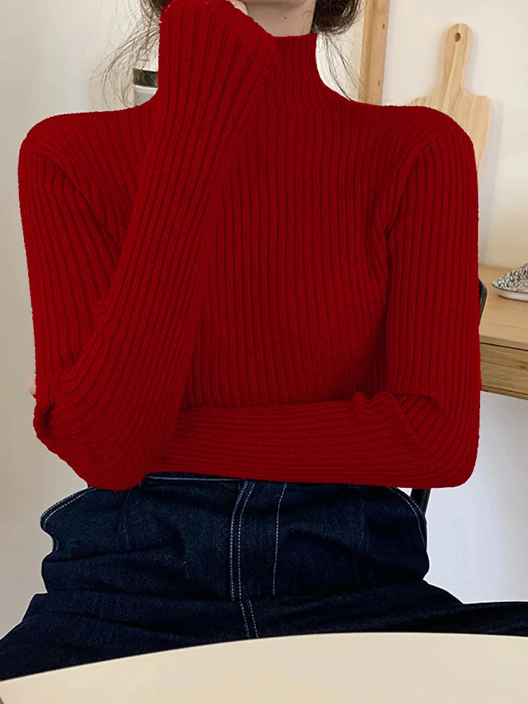 2026 chic Herbst winter Pullover Pullover Frauen Langarm casual rollkragen warme grundlegende Pullover stricken Jumper top