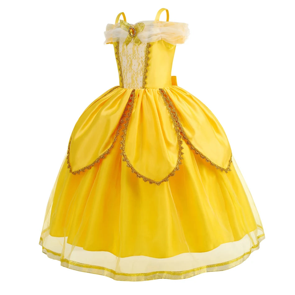 Belle Cosplay Prinzessin Kleid Mädchen Geburtstag Charme Kostüm Kinder Karneval Party Bühne Leistung Vestido Kinder Disguise Kleid.