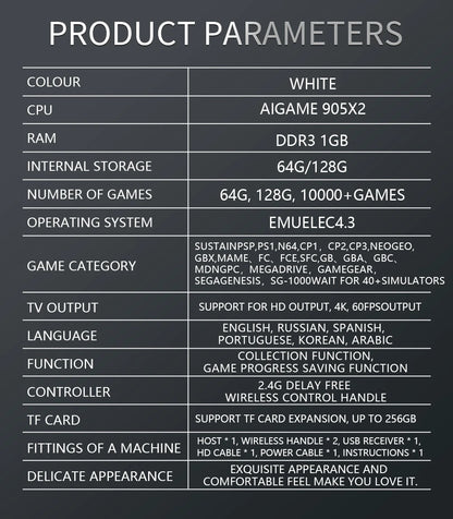 BOYHOM Y6 Retro Game Console 4K 60fps HDMI Output Low Latency GD10 TV Game Stick Dual Handle Portable Home Game Console for GBA.