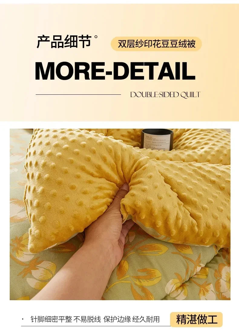Home Textiles Comforter Stitch Printed Velvet Quilt Comforter Throw Blankets for Beds Winter Thicken Warm Quilt Core Bedding 이불