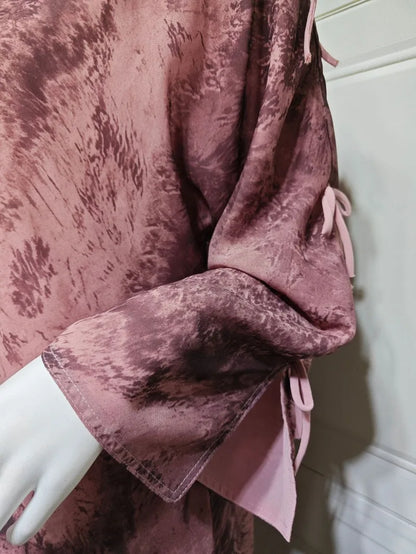 2025 sommer Arabisch Frauen Muslimische Kleidung Ramadan Dubai Offene Abaya Kleid mit Hijab Islam Gedruckt Chiffon 2 Stück Outfit