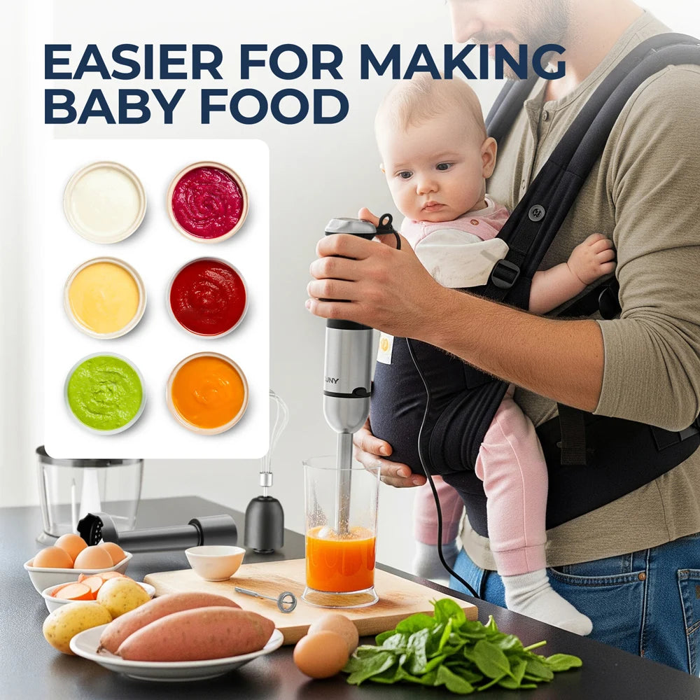 Electric Hand Held Stick Blender 6-in-1 Multi-Purpose Immersion Hand Blender,Stainless Steel Blades,Home & Kitchen,MAX 1500W.