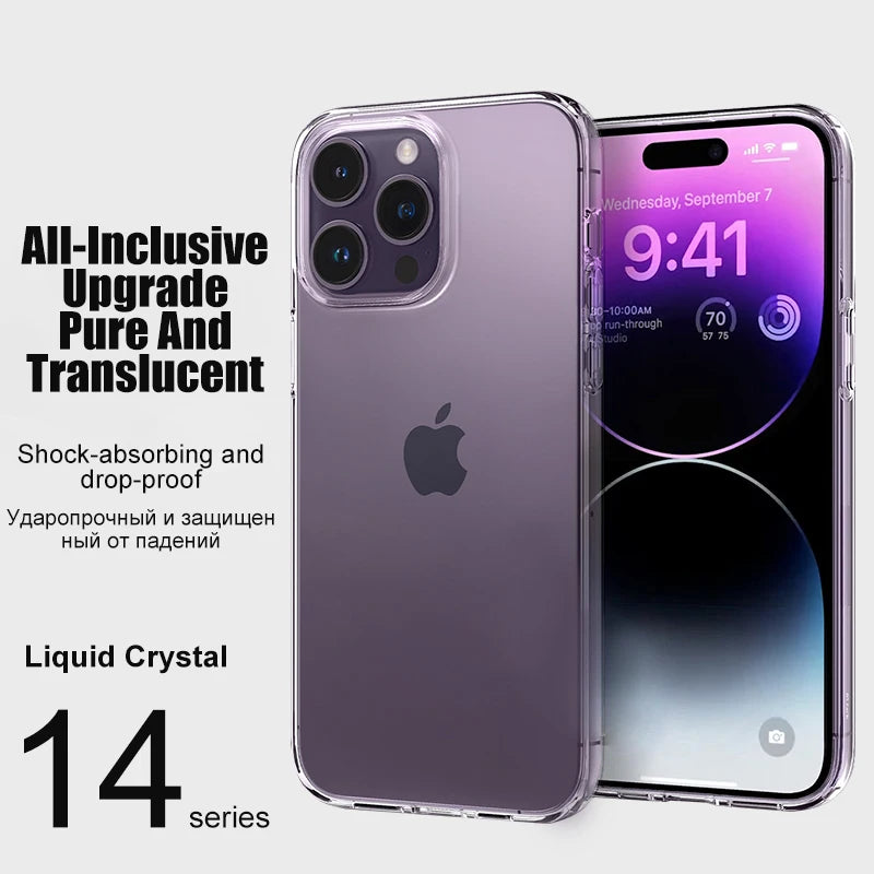 Luxury Clear Silicone Phone Case For iPhone 16 15 14 13 12 11 Pro Max XR X XS 7 8 Plus Shockproof Transparent Bumper Back Cover.