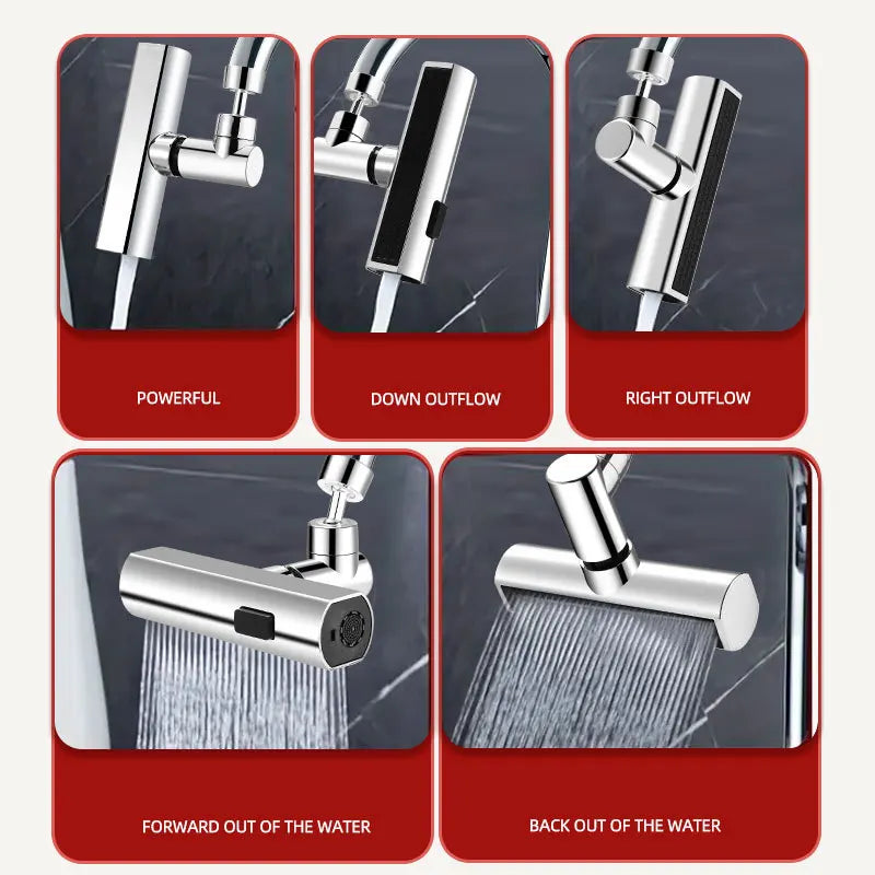 3-speed Waterfall Water Outlet Multi-function Faucet Extender Universal Rotating Nozzle Splash-proof Kitchen Artifact