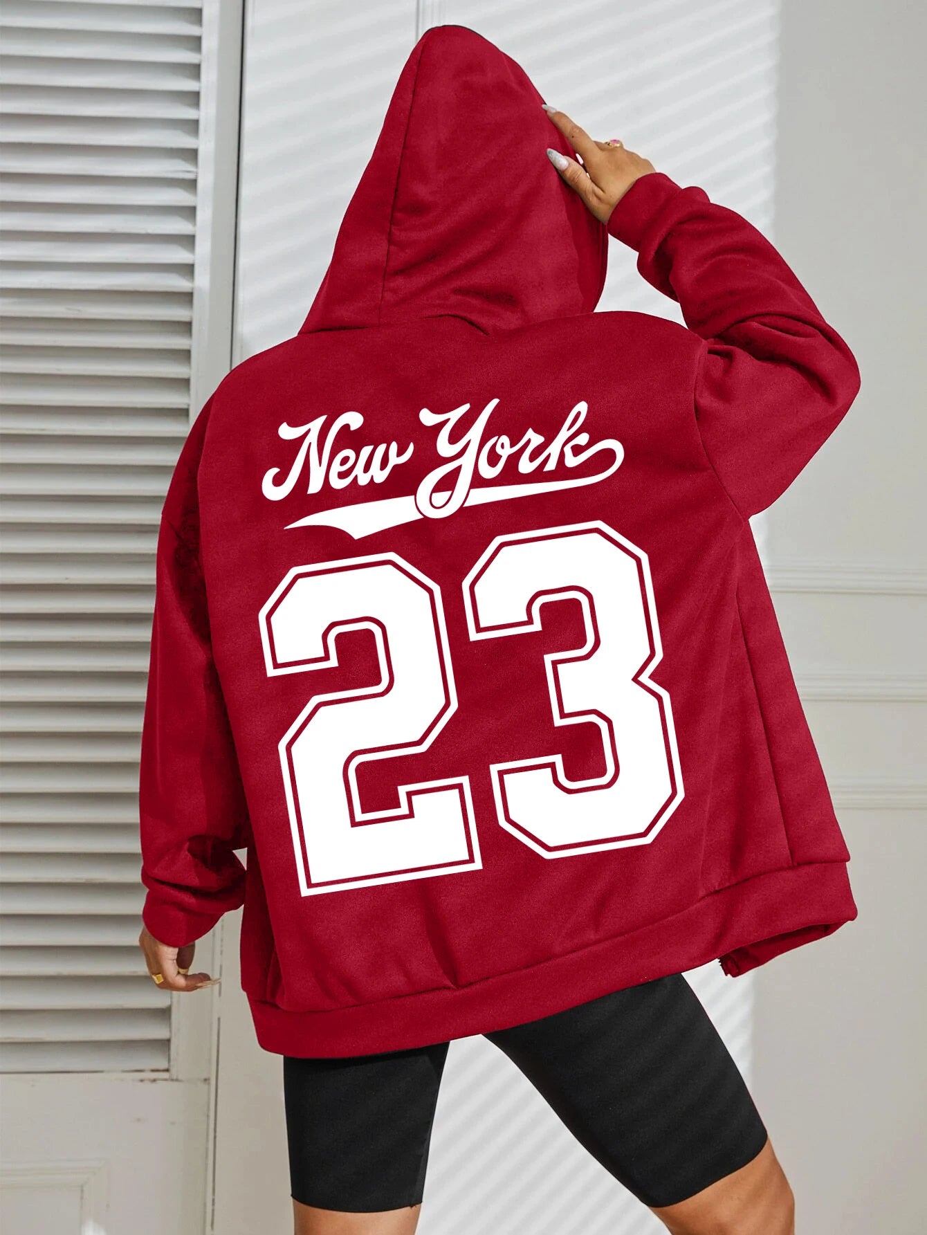 New York Number 23 Art Letter Printing Women Zipper Hoodie Fashion Hoodies Fleece Sportswears Autumn Casual Female Hoody.