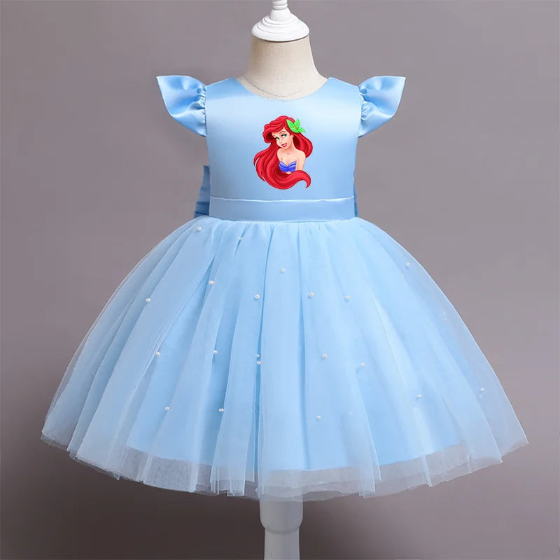 Die kleine Meerjungfrau elegante Prinzessin Spitze Kleid Kinder kleider für Mädchen Vintage Kinder Geburtstags feier Kleider Weihnachts kleidung.