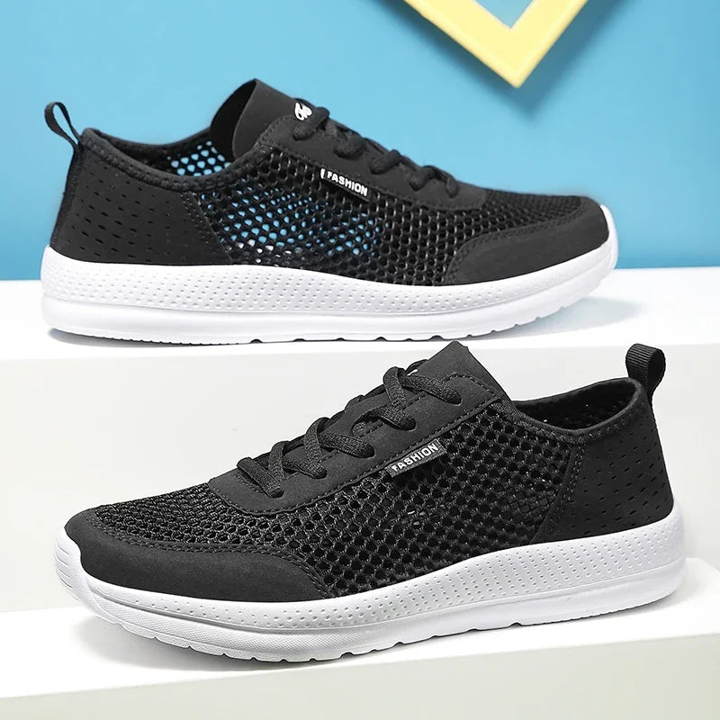 YRZL Sneakers Men Shoes Hollow Mesh Breathable Outdoor Casual Shoes Comfortable Walking Non Slip Big Size Mens Sneakers.