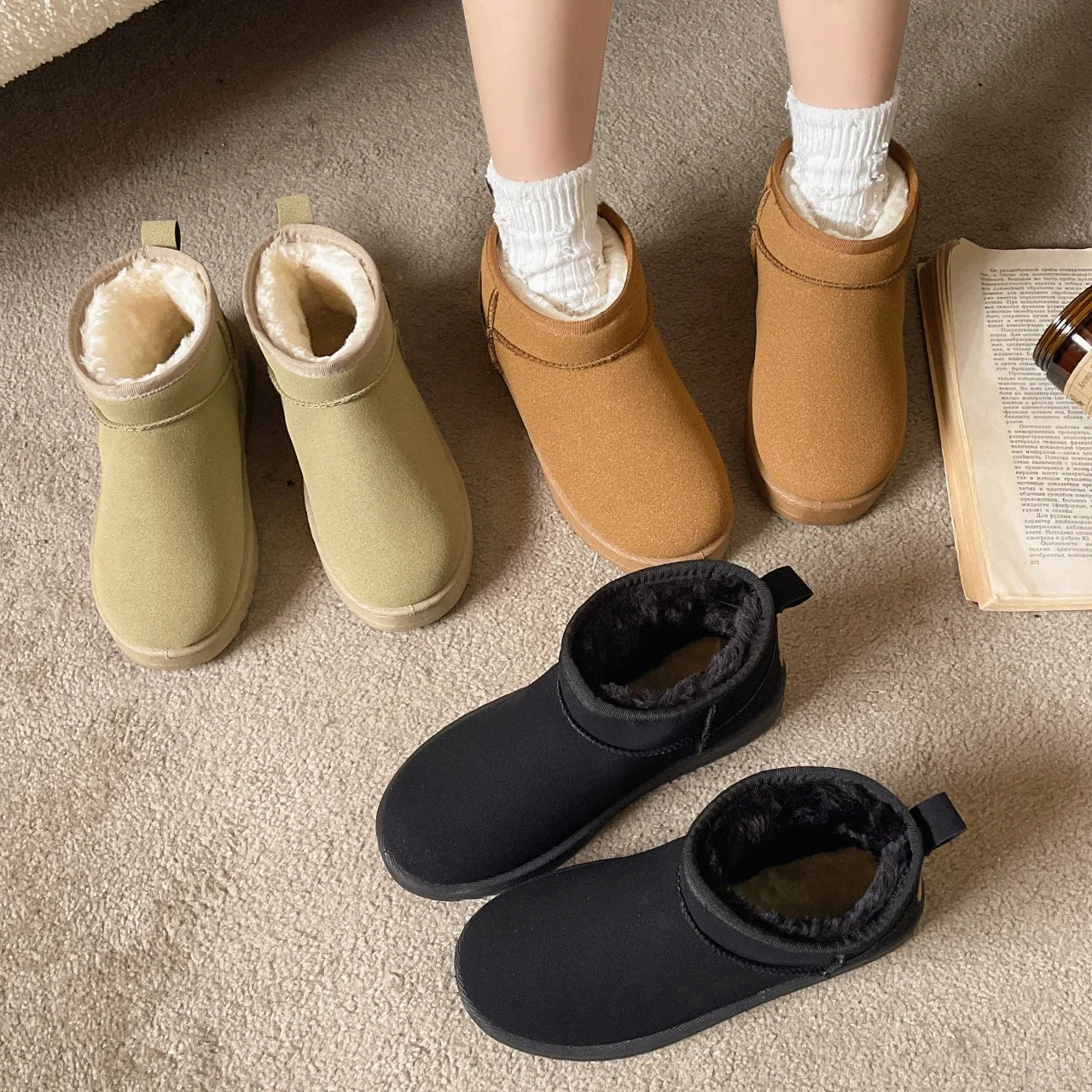 New Women Winter Ultra Mini Boots Designer Australian Platform Leather Warm Ankle Fur Booties Luxury Snow Boots